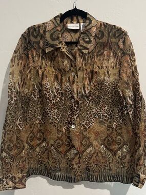 Alfred Dunner Sheer Animal Print Button Up